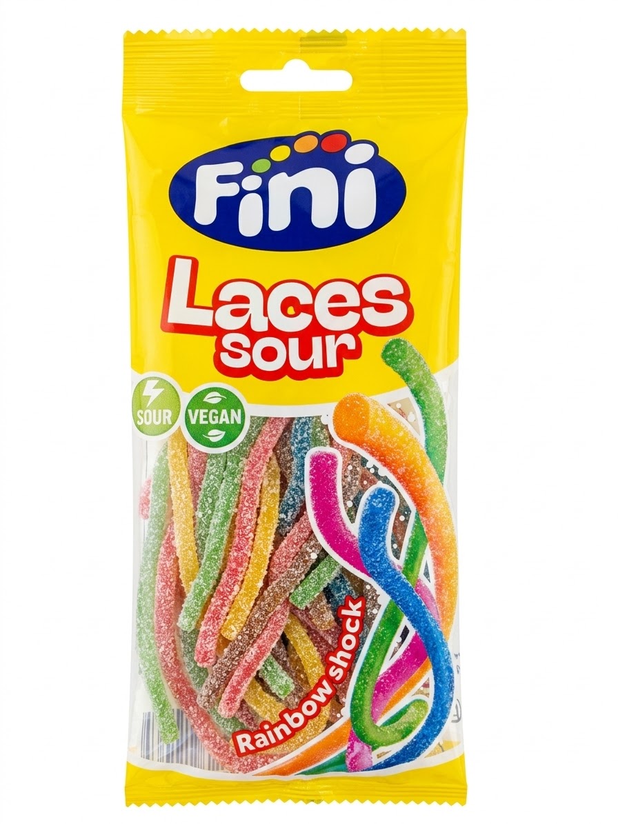 Fini Laces Sour vegan Fini Laces Sour Vegan 90g rainbow sour candy laces