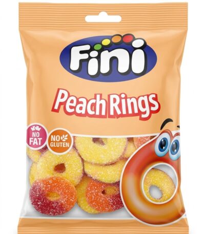Fini Peach Rings 90g peach-flavored ring-shaped gummy candies