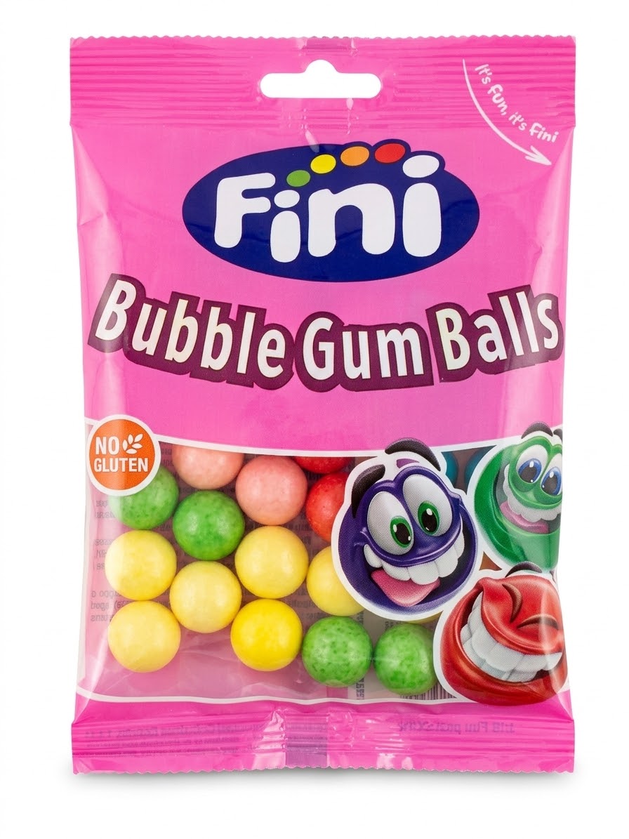 Fini buble gum balls Fini Bubbles Gum Balls 90g assorted colorful bubble gum balls