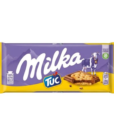 Milka Tuk 87g Alpine milk chocolate topped with crunchy salted crackers