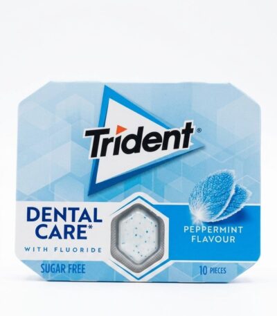Trident Dental Care Peppermint Sugar-Free Chewing Gum 17g with fluoride and 10 sealed pieces