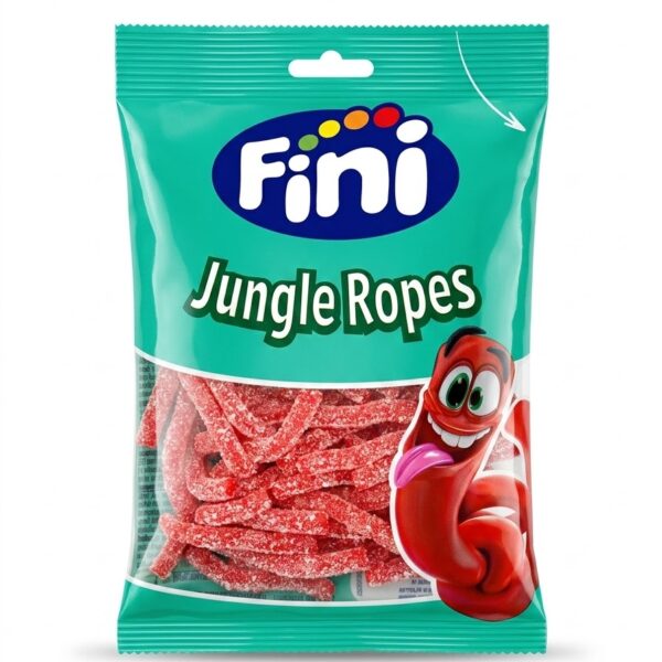 Fini Jungle Ropes 90g sour fruit-flavoured chewy candy ropes