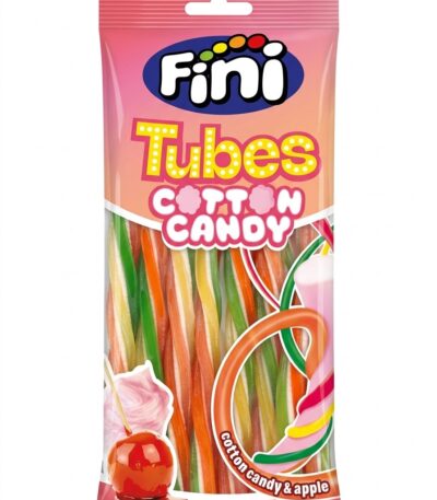 Fini Tubes Cotton Candy 90g colourful chewy candy tubes with cotton candy and apple flavours