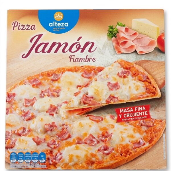 Alteza Pizza Jamón / Fiambre – Thin & Crispy Deep-Frozen Ham Pizza (348g)