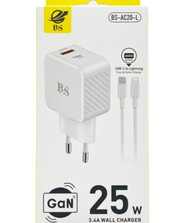 BS 25W Wall Charger with USB-C to Lightning Cable BS-AC20-L