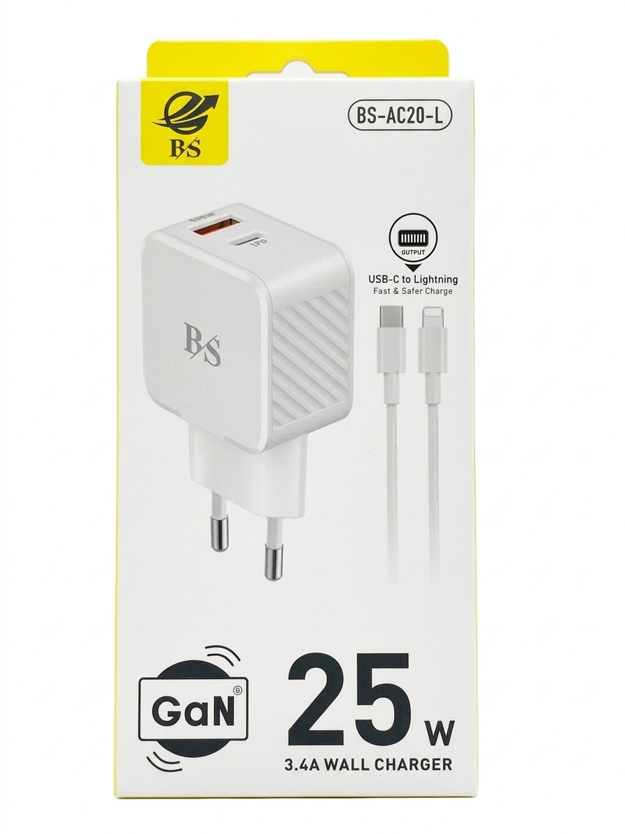 BS 25w usb-c to ip BS 25W Wall Charger with USB-C to Lightning Cable BS-AC20-L