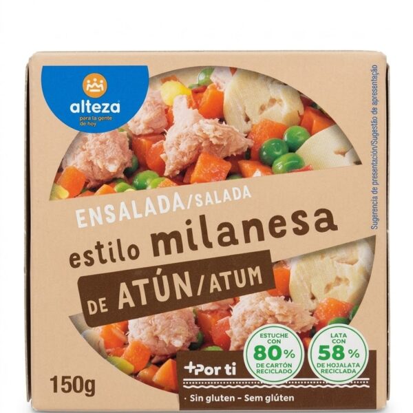 alteza ENSALADA/SALADA estilo milanesa DE ATÚN/ATUM 150g tuna salad with mixed vegetables