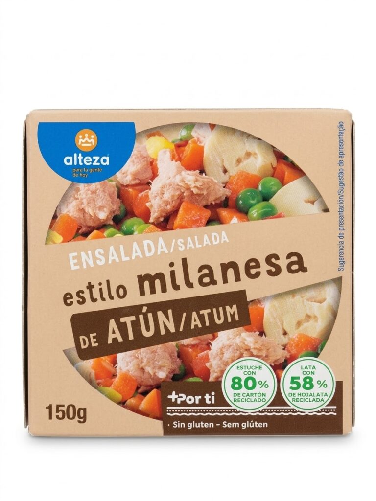 alteza ENSALADA/SALADA estilo milanesa DE ATÚN/ATUM 150g tuna salad with mixed vegetables